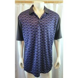 Adidas Golf ClimaCool Mens XL Polo Shirt Blue White Striped On Black Geometric